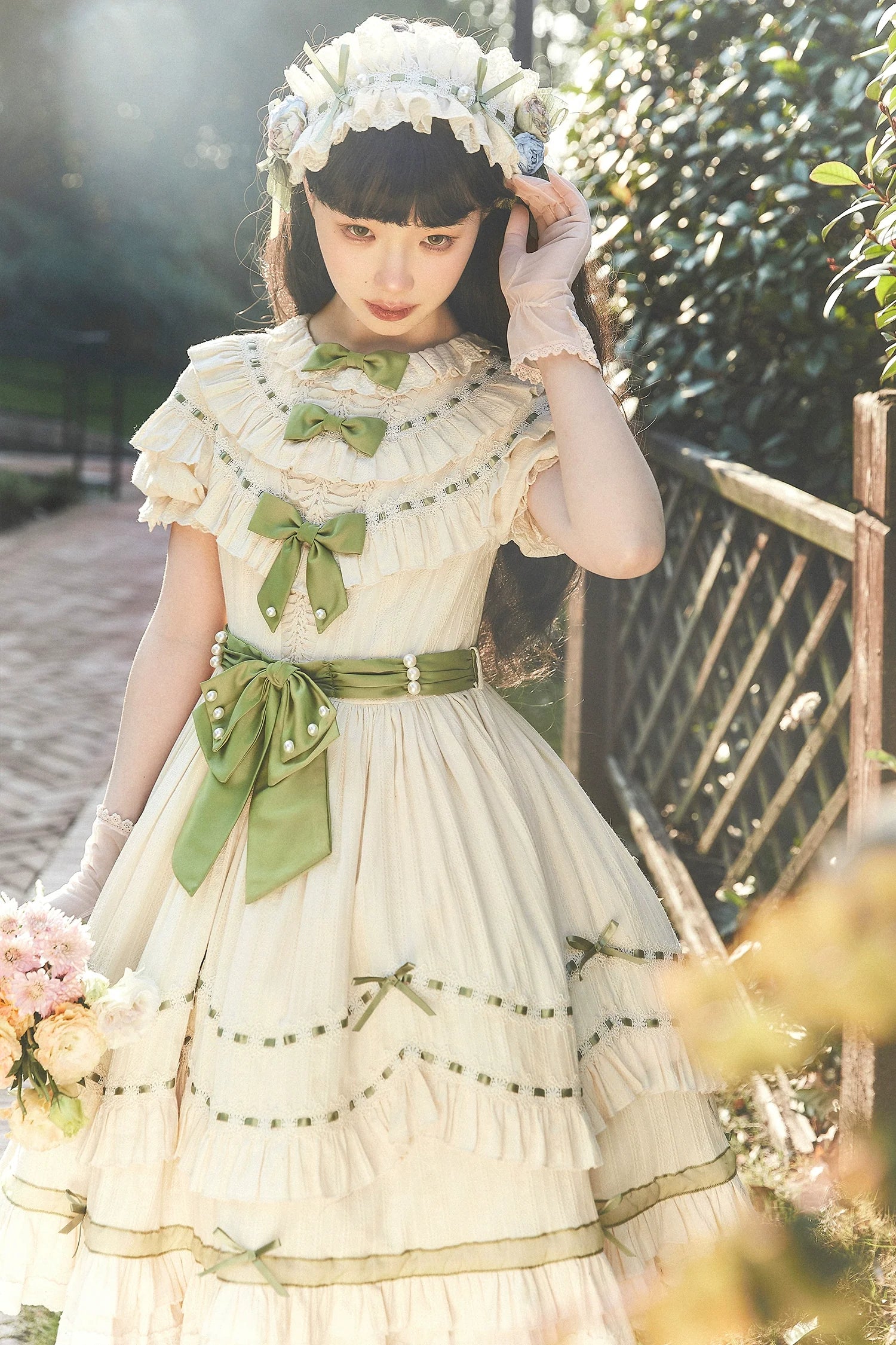Lily of the Valley - Country Lolita OP Dress, Tiered Ruffles - image 10