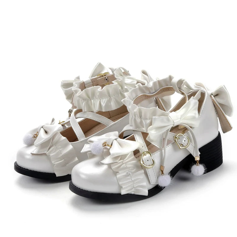 Fairy Godmothe - Preppy Style Flat Shoes Mid Heel Round Toe Lolita Shoes - image 11