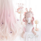Peony Rabbit - 75cm Long Curly Pink Princess Wig - image 2