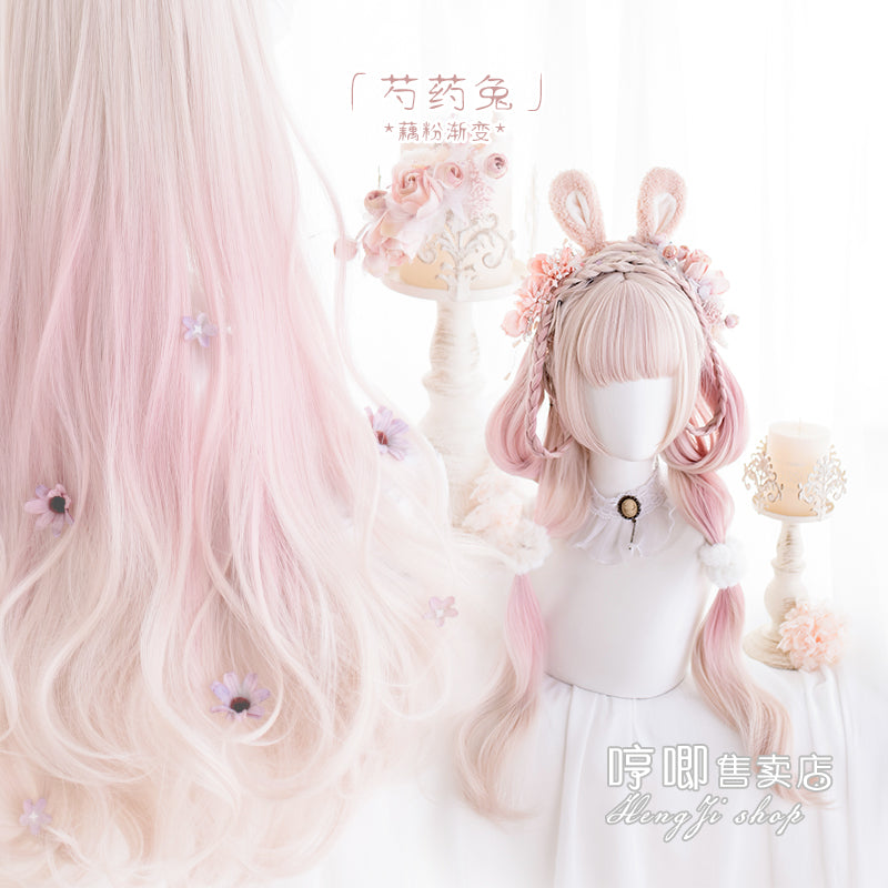 Peony Rabbit - 75cm Long Curly Pink Princess Wig - image 2
