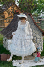 Bloom Lamb - Classic Lolita Embroidered JSK Dress, Tiered Hem - image 15