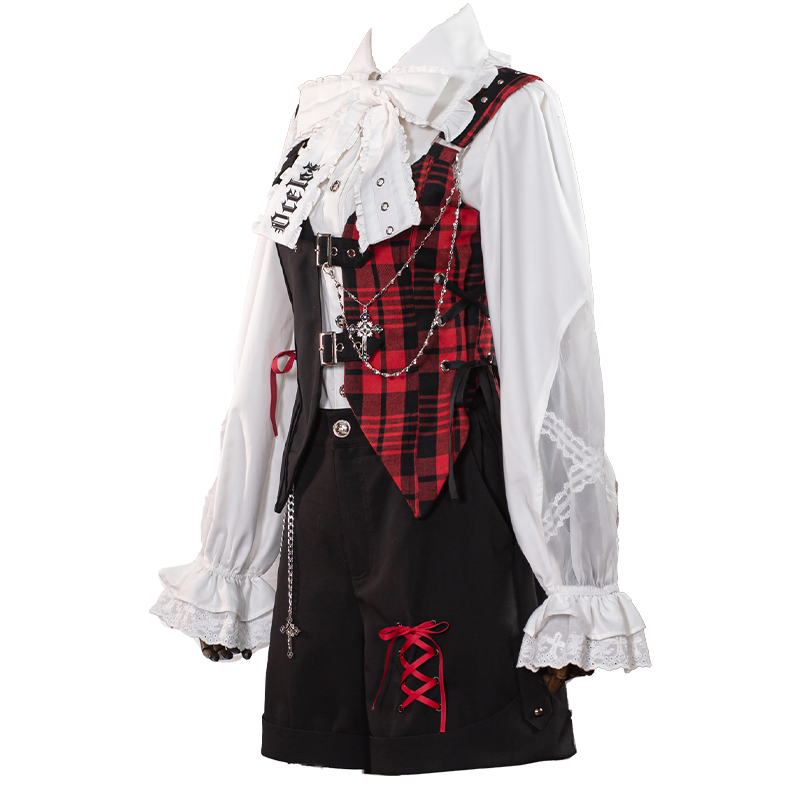 Kalila - Punk Lolita Dress Set Plaid Shorts Set - image 14