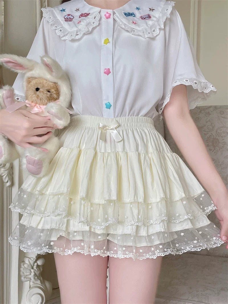 Sweet Lolita Cotton Bloomers, Lace Polka Dot Hem - image 14