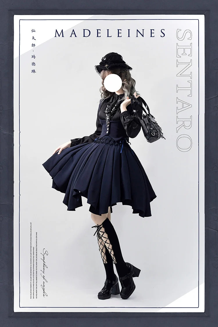 Pleated Irregular Knit Floral Slim Fit Vest and Half Skirt Set - image 3