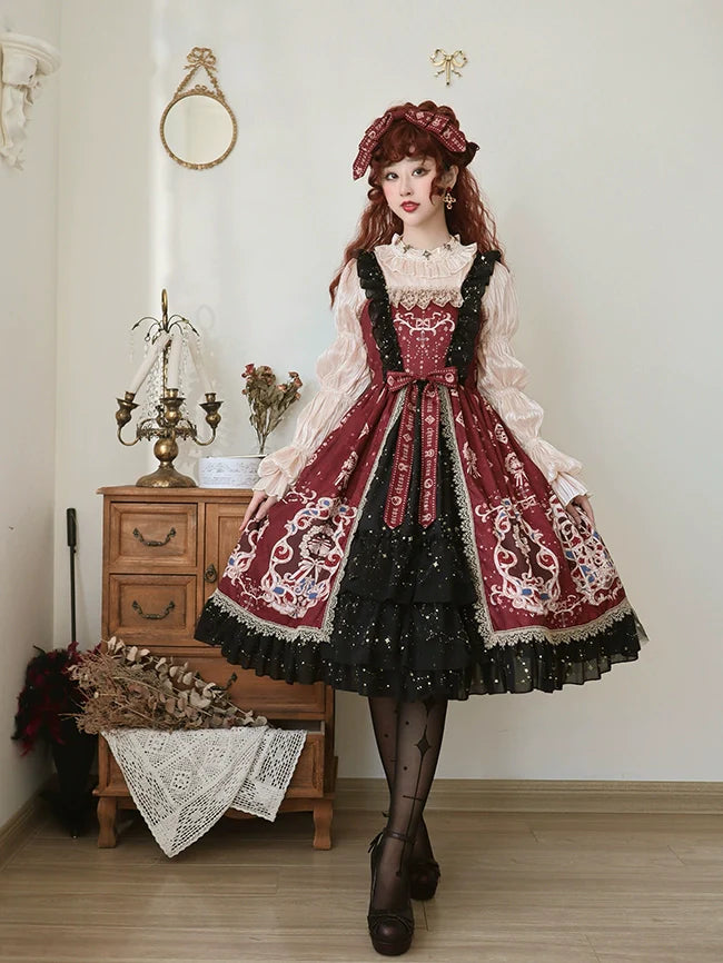 Star Drop Ceremony - Elegant Lolita JSK Printing Open Front Dress and Blouse Set - image 4