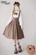 Vintage Lolita Skirt Fishbone Tartan Super High Waist SK - image 6