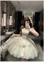 Sea Salt Soda - Classic Lolita Adjustable Corset JSK Dress, Tiered Tulle Hem - image 30