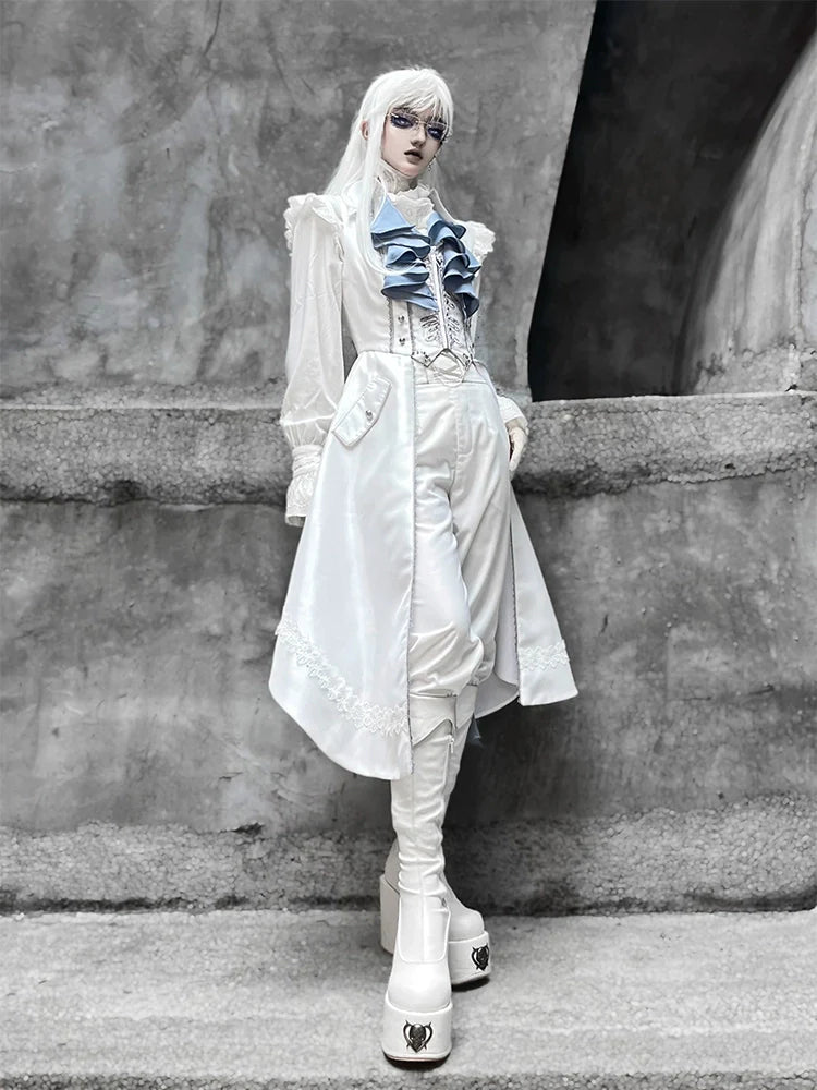 Crumbling Skeleton - Ouji Lolita Fishbone Embroideried Vest & Pants Suits - image 6