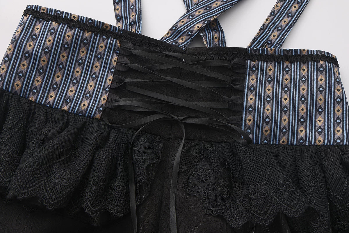 Immortal Bunny's Invitation - High-Waist Ouji Lolita Lantern Shorts, Detachable Straps - image 11