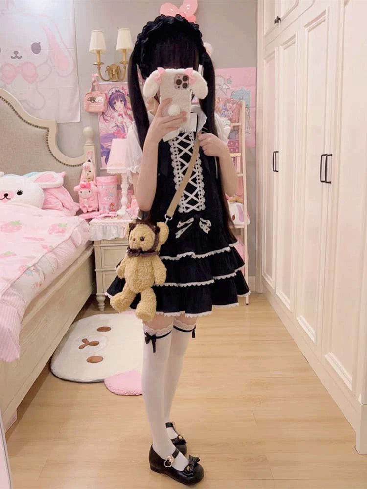Old School Lolita Salopette Suit Tiered Dress - image 8