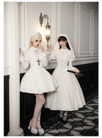 Nihil - Gothic Nun Lolita OP Dress, Irregular Hem Cape and Accessories - image 24