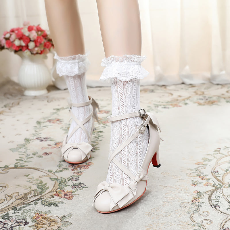 Wind Tide Rumors - Cross-Strap Sweet Lolita Handmade Shoes - image 1