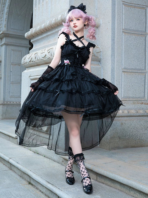 Ballet Maiden - Classic Lolita Four-tiered Hem JSK Dress with Rose Details - image 1