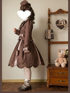 Bear Chocolate Slab - Classic Lolita Pleated JSK & SK Dress, Side Zipper - image 50