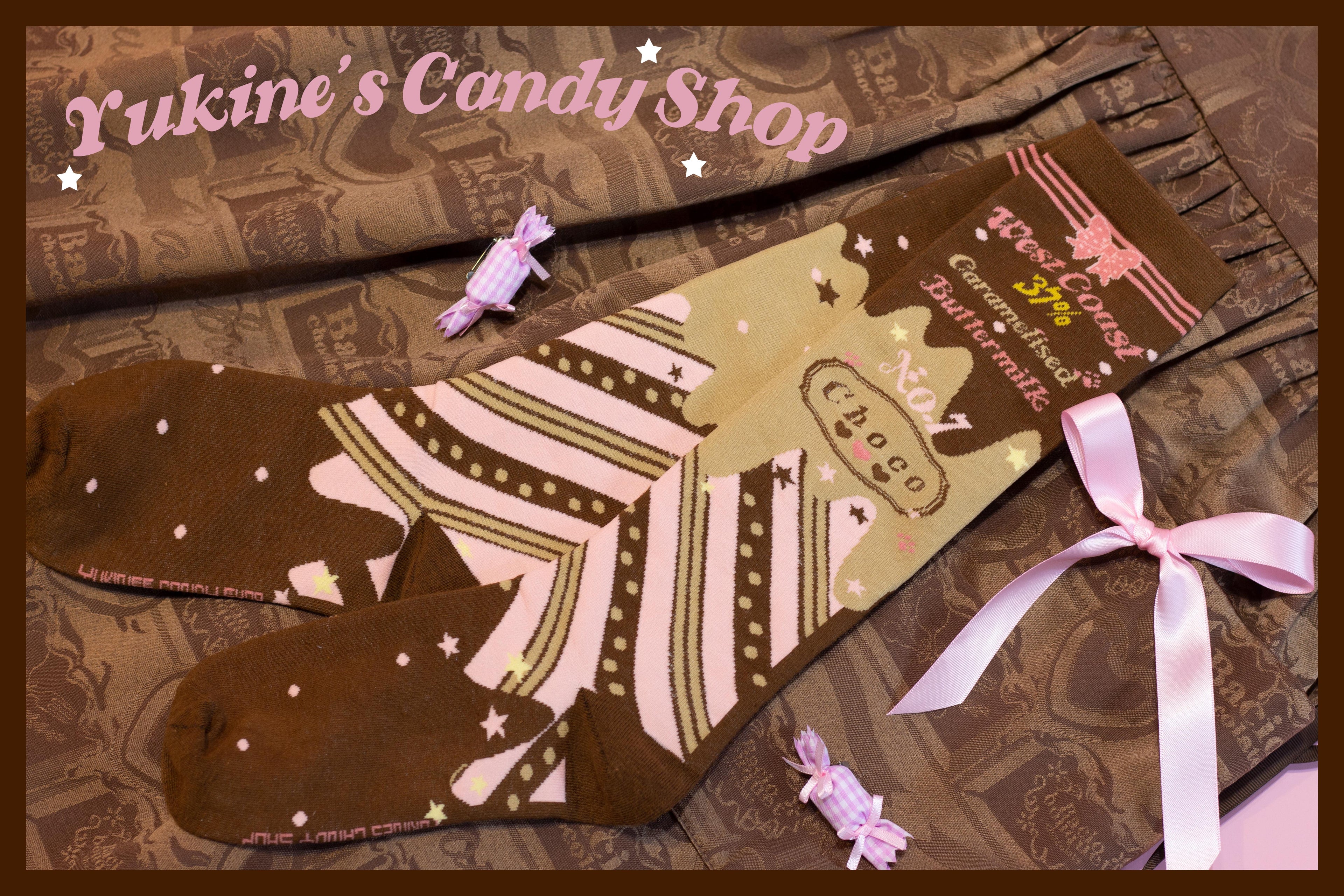Kawaii Lolita Chocolate Color Cotton Socks - image 11