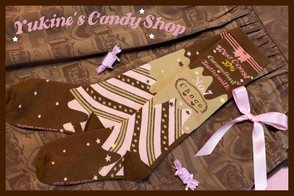 Kawaii Lolita Chocolate Color Cotton Socks - image 9
