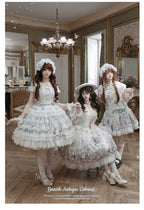 Finnish Antique Cabinet - Sweet Lolita Antique Cabinet Printed OP & JSK Dress with Bows - image 1