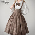Vintage Lolita Skirt Fishbone Tartan Super High Waist SK - image 1