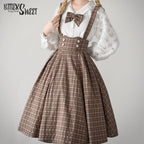 Vintage Lolita Skirt Fishbone Tartan Super High Waist SK - image 1