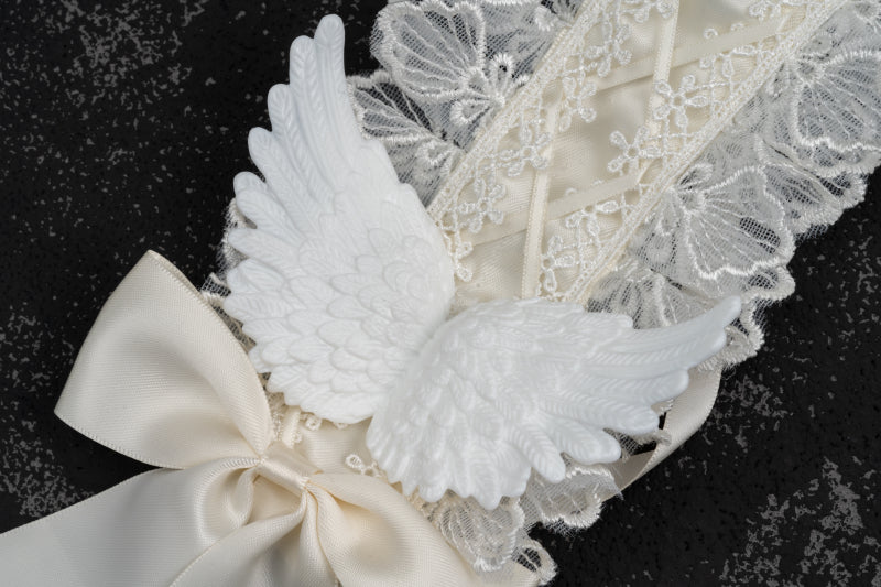 White Lace Angel Wing Gothic Lolita Hairband - image 14