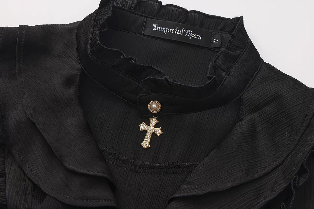Eternal Rabbit Invitation - Ouji Lolita Ruffle V-Neck Blouse - image 10