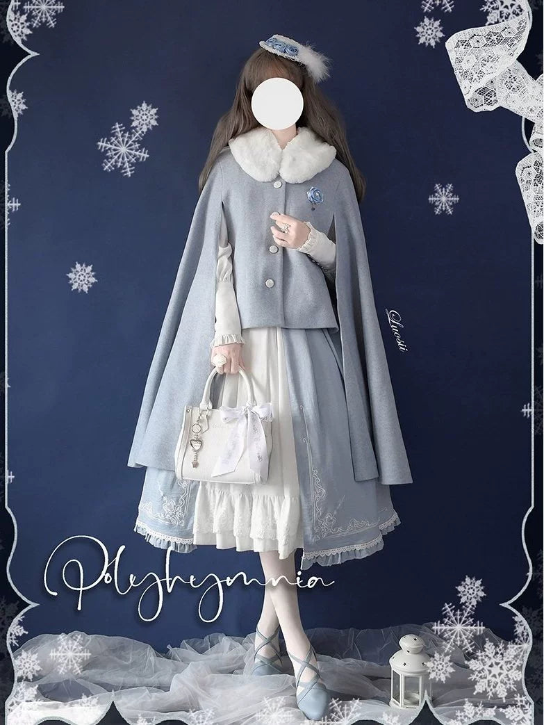Miss Leisha - Classic Lolita Skirt Set Elegant Winter Cape - image 2