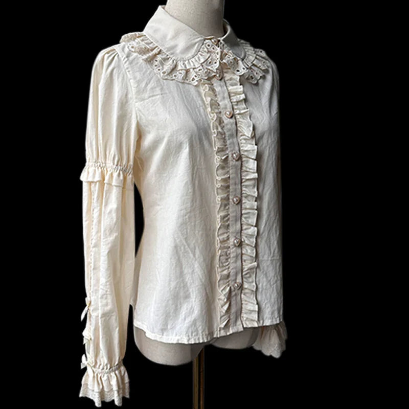 Cream Bud - Tiered Hem Old School Lolita JSK, Side Opening - image 21