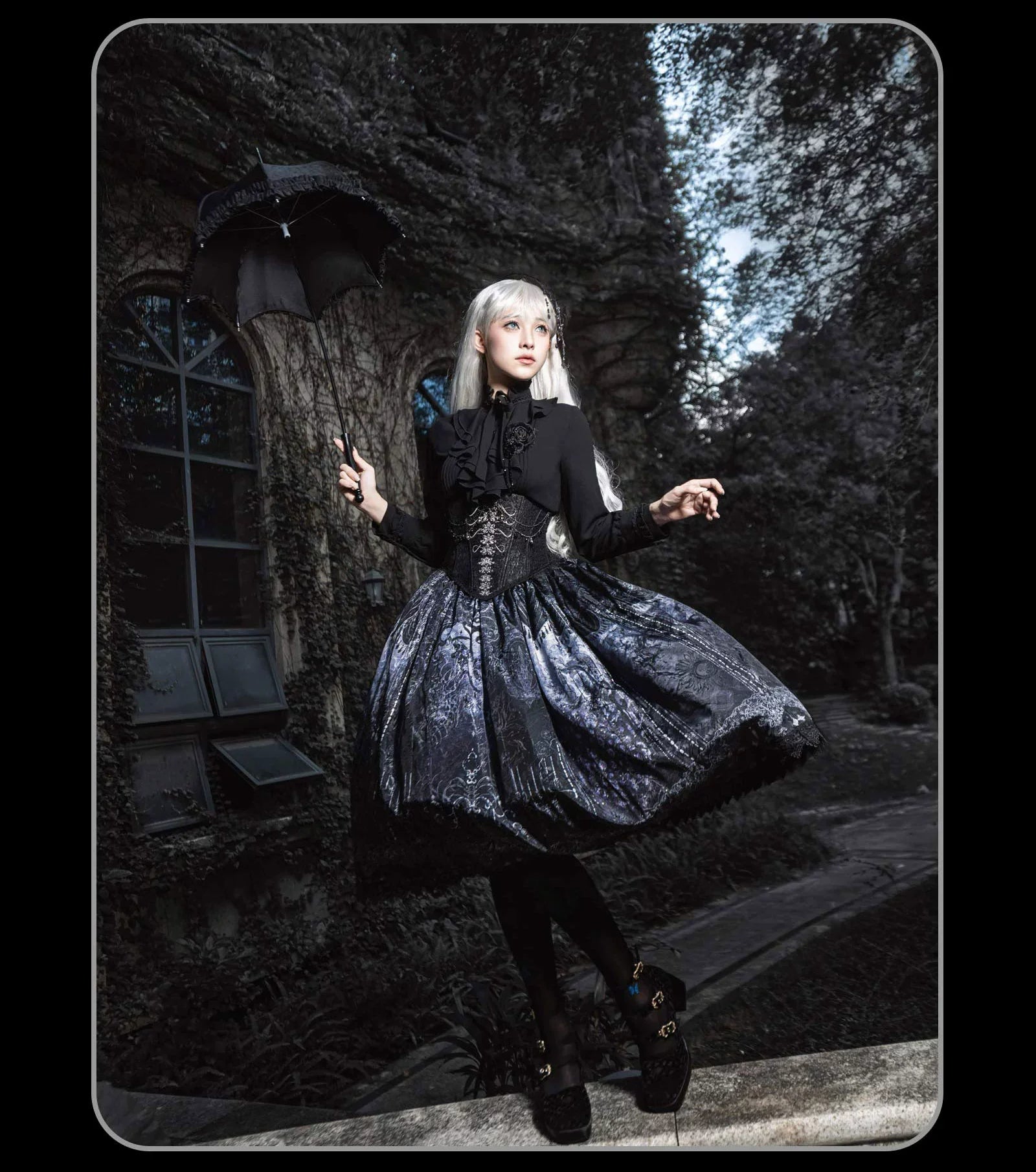 Bone-Eroded Butterfly - Gothic Lolita JSK & SK Set - image 32