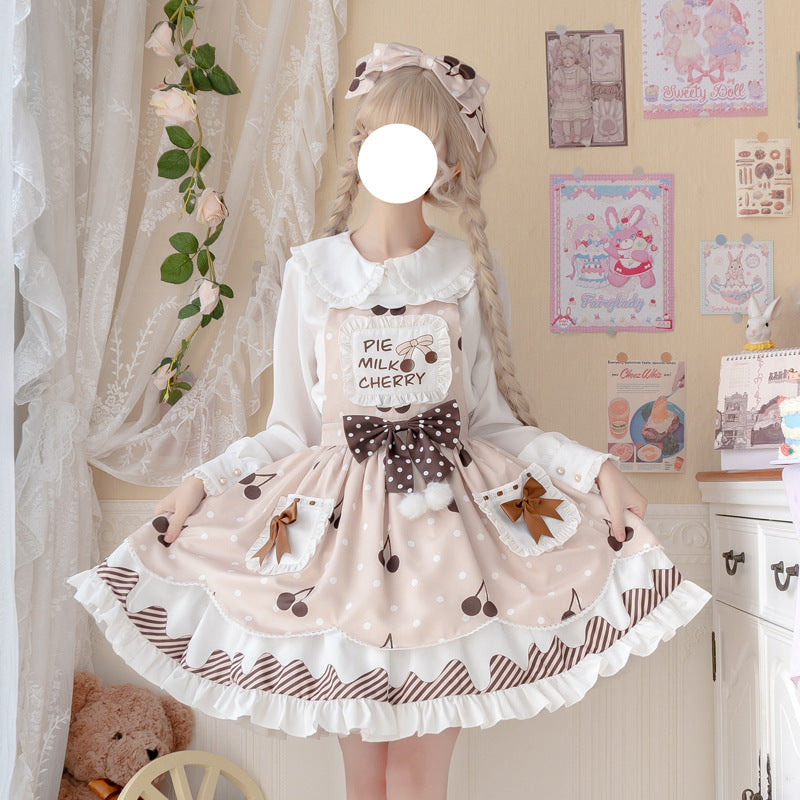 Pie Milk Cherry - Sweet Lolita Salopette and Blouse - image 2
