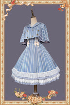 Elegant Lolita Stripe High-waist Jumper Dress Set and Cape - image 36