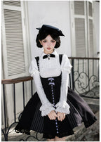 Monochrome Sonata - Classic Lolita Bust-supporting JSK Set, Piano Inspired - image 18