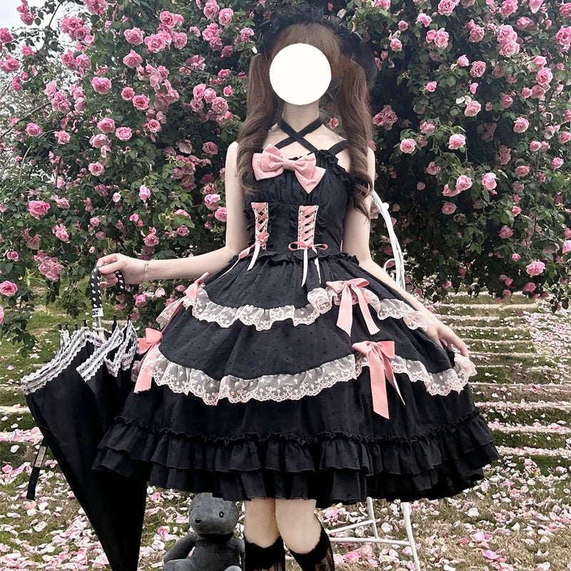 Miss Pearl - Halter Neck Sweet Lolita JSK Dress, Tiered Skirt - image 1