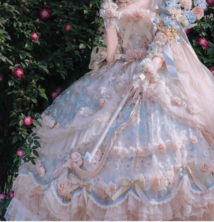 Rose Banquet Wedding Lolita OP Dress, Chiffon Tea Party Style - image 5