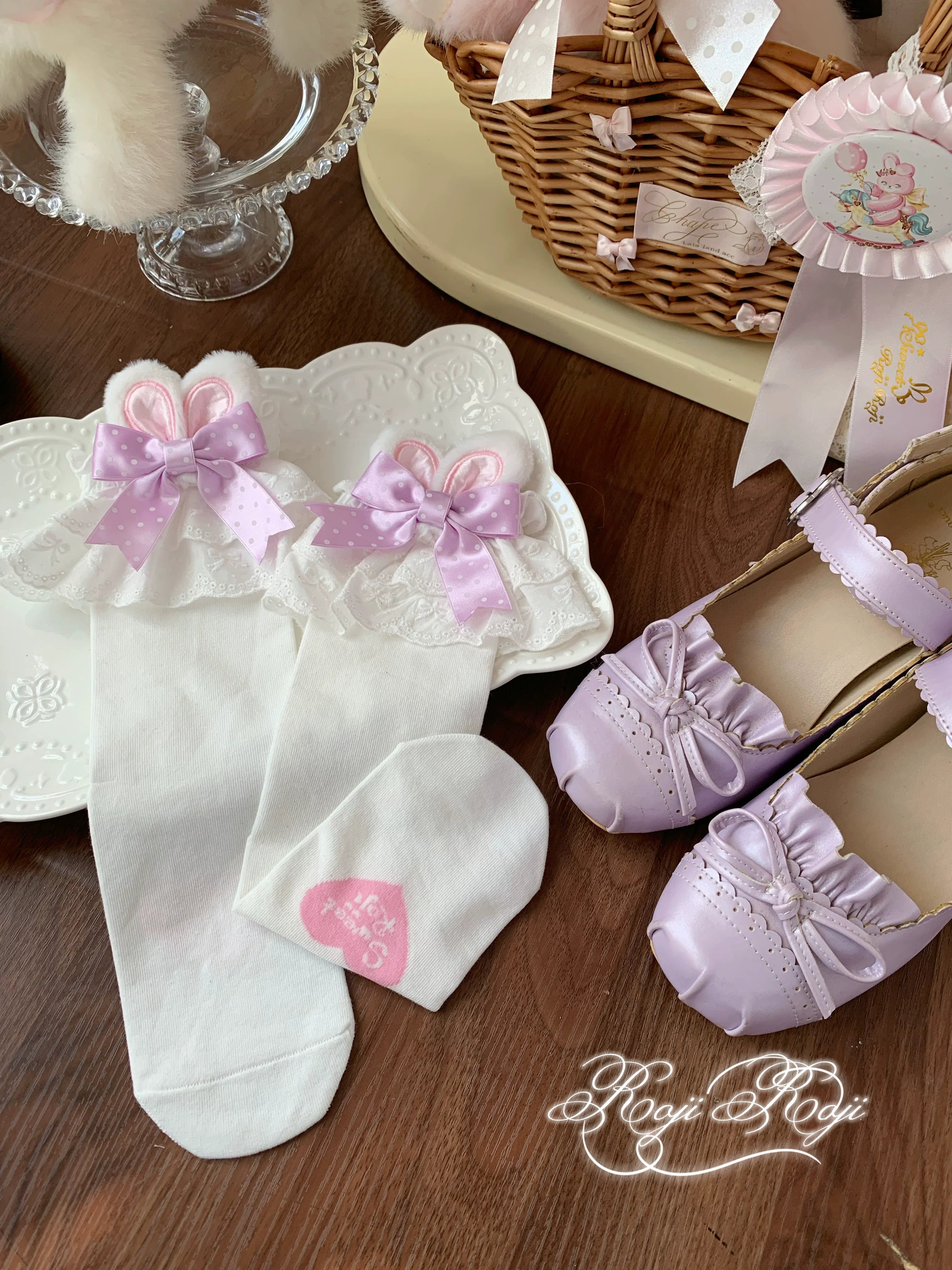 Bunny Ears Polka Dot Sweet Lolita Mid-Calf Socks - image 23