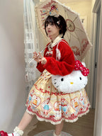 Showa Dessert Showcase - Kawaii Lolita JSK/Salopette Dress Suit, Pudding-Inspired - image 7