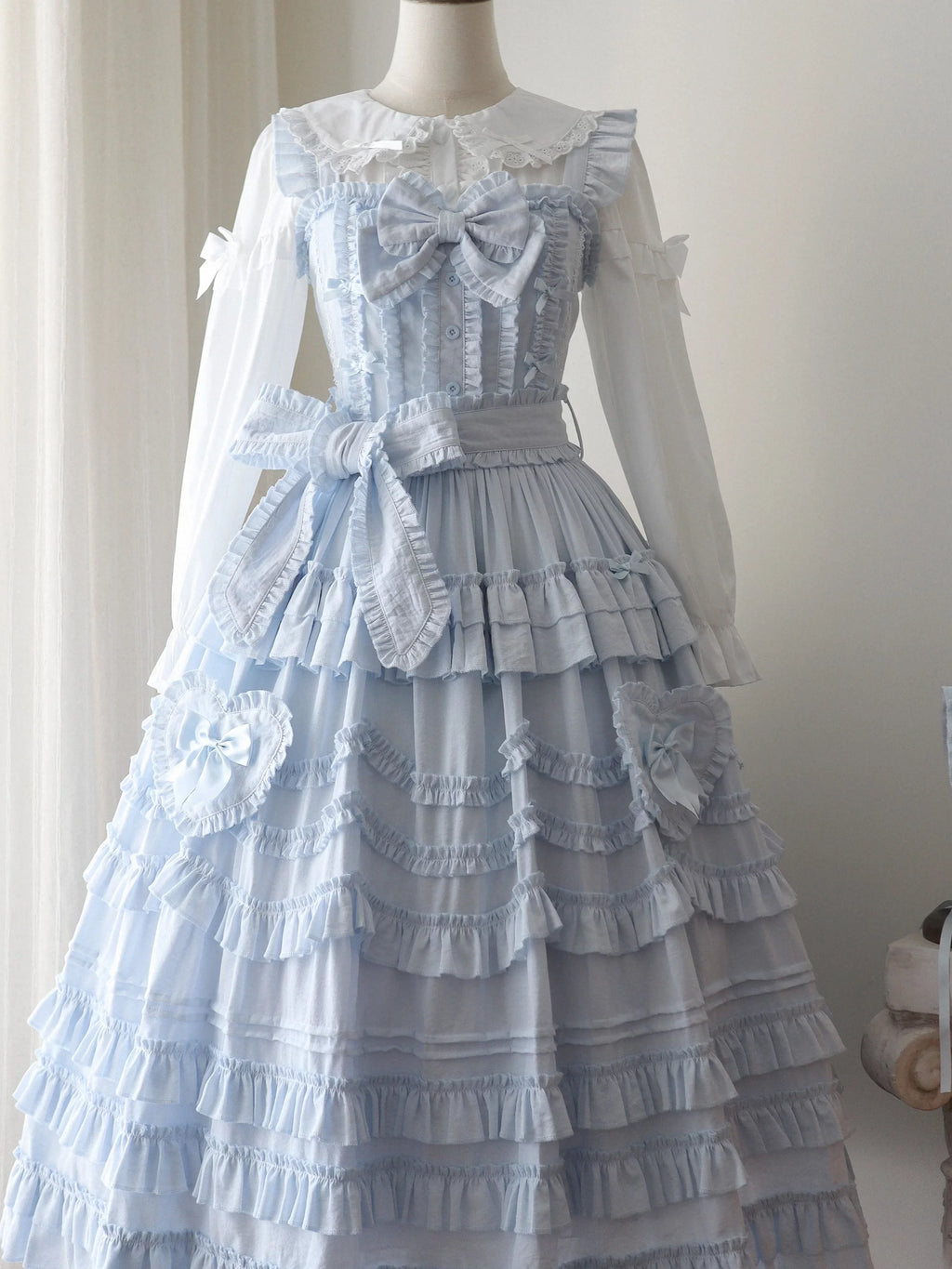 Loveheart - Solid Classic Lolita JSK Dress, Tiered Hem - image 4
