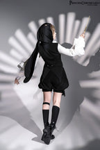 Rabbit Feather - Black Ouji Lolita Vest Shorts Suit Prince Cloak Set - image 13