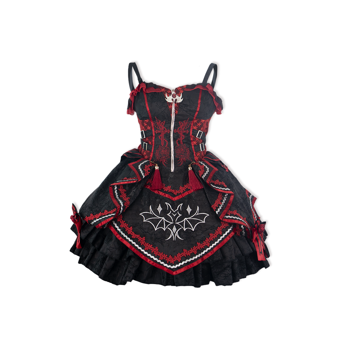 Dark Bat Motion - Gothic Lolita JSK Black Red Goth JSK Dress - image 9