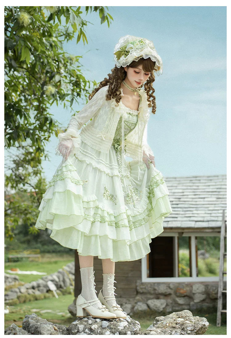 Green Grape - Embroidered Country Lolita OP Dress, Tiered JSK and Accessories - image 20