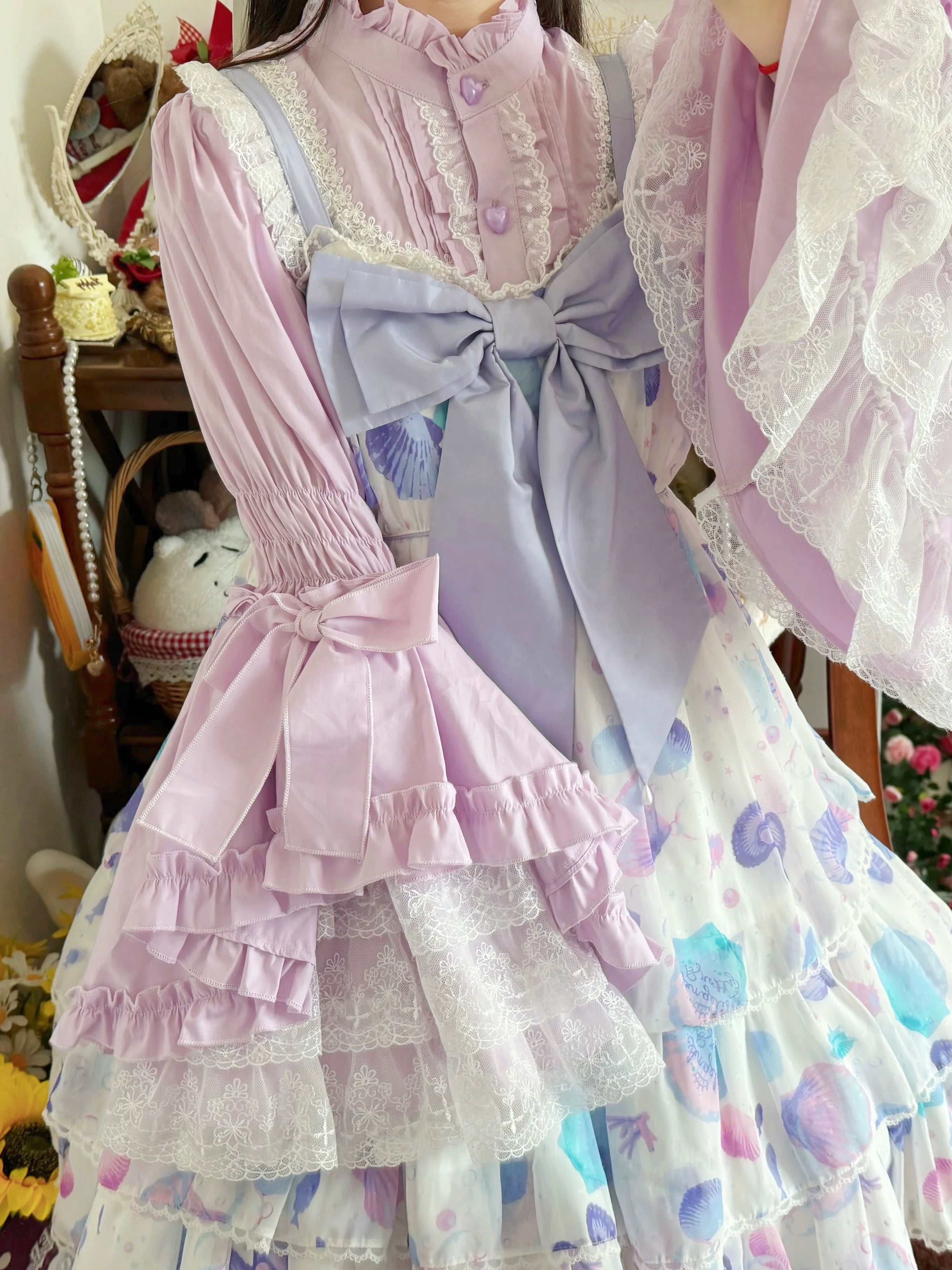 Sweet Lolita Blouse Princess Sleeve Shirt Inner Wear - image 8