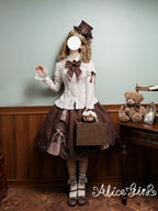 Bear Chocolate Slab - Classic Lolita Pleated JSK & SK Dress, Side Zipper - image 65