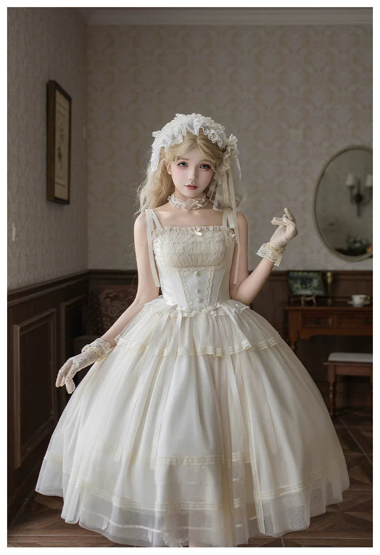 Confession Poem - Classic Lolita Corset JSK Set, Lace & Bows - image 20