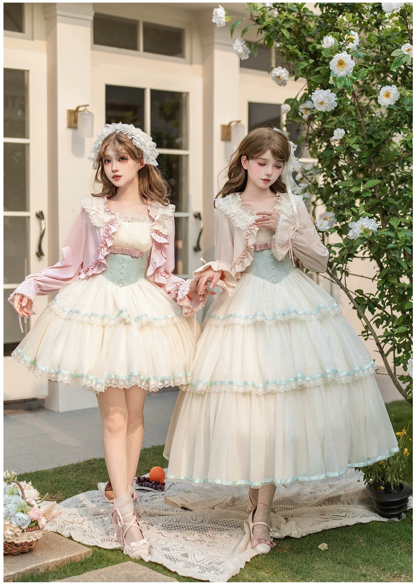 Sea Salt Soda - Classic Lolita Adjustable Corset JSK Dress, Tiered Tulle Hem - image 4