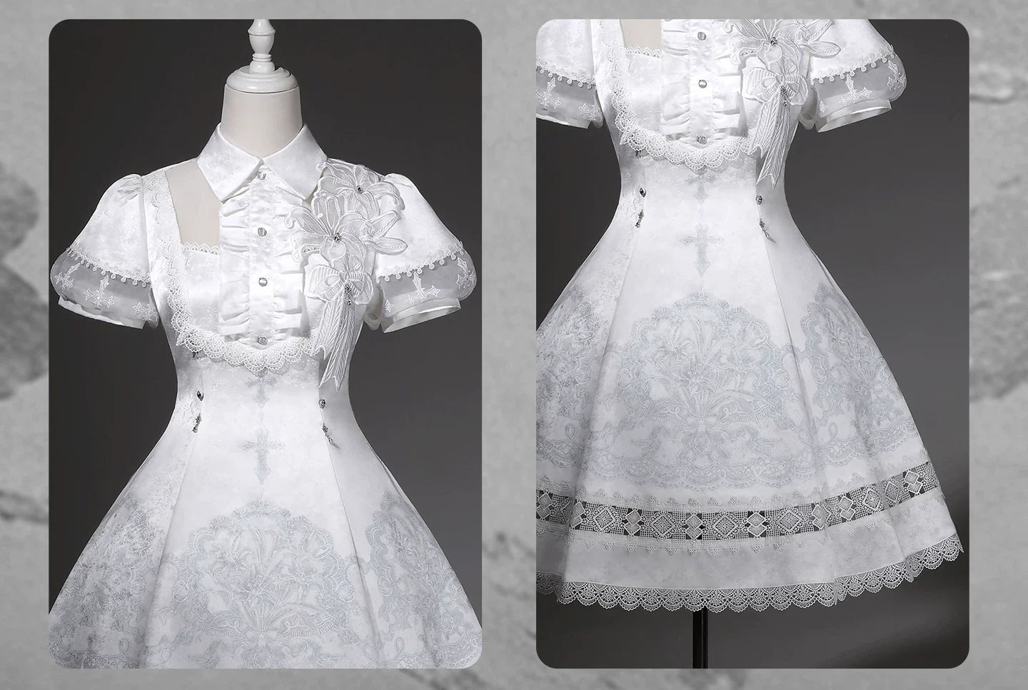 White Classic Lolita Printed OP Dress with Cross - image 8