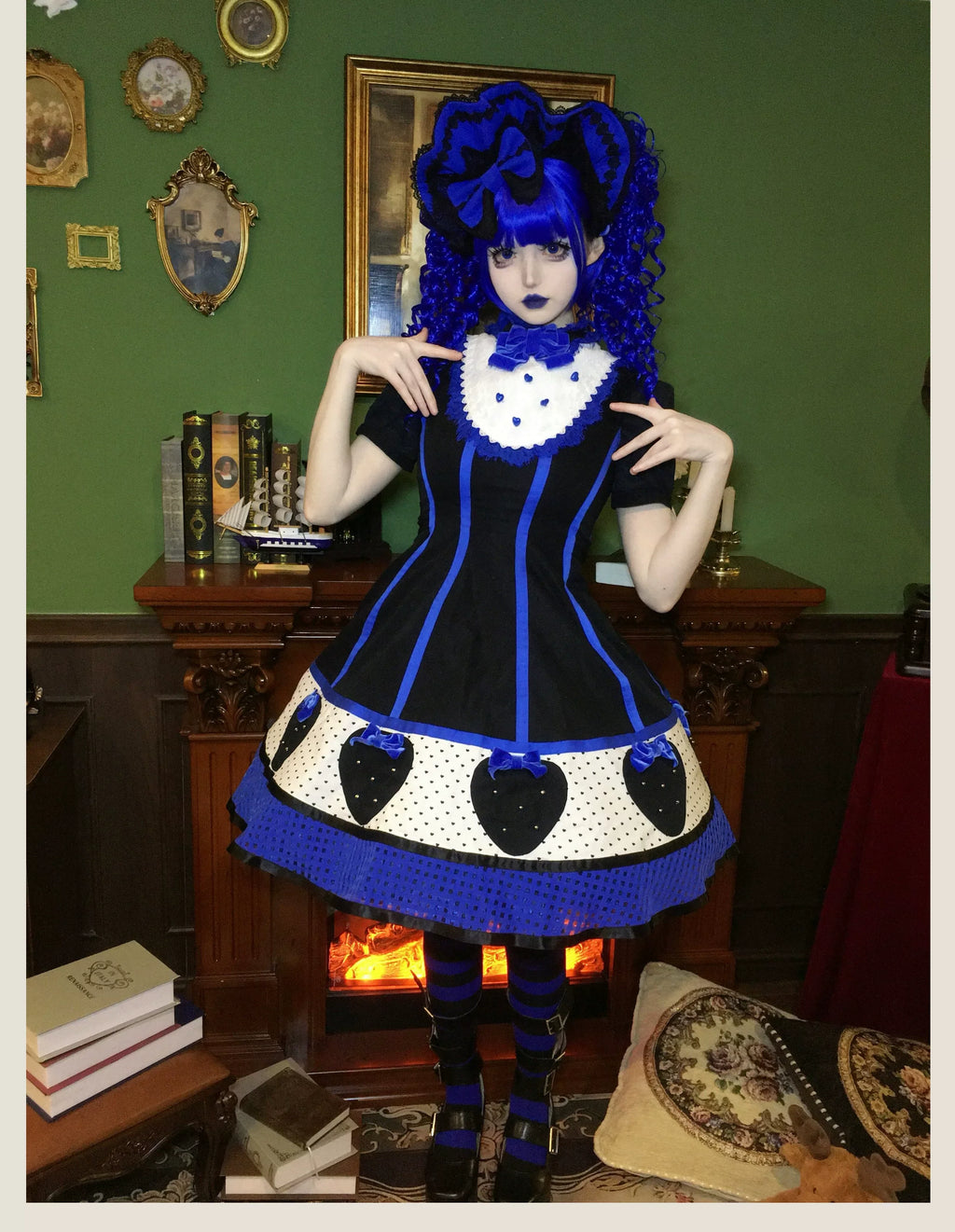 The Weird Strawberry Lady - Old School Lolita JSK, Hand-Studded Strawberry and Accessories - image 3