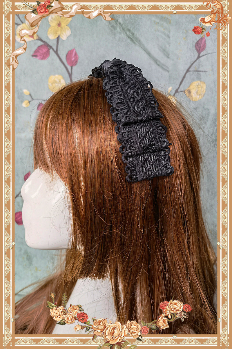 Doll-like Old-School Lolita OP Dress, Patchwork Sleeve and Accessories - image 15