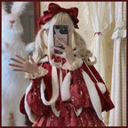 Sweet Bear Gift House - Sweet Lolita Suit Christmas Lolita OP and Cape - image 6