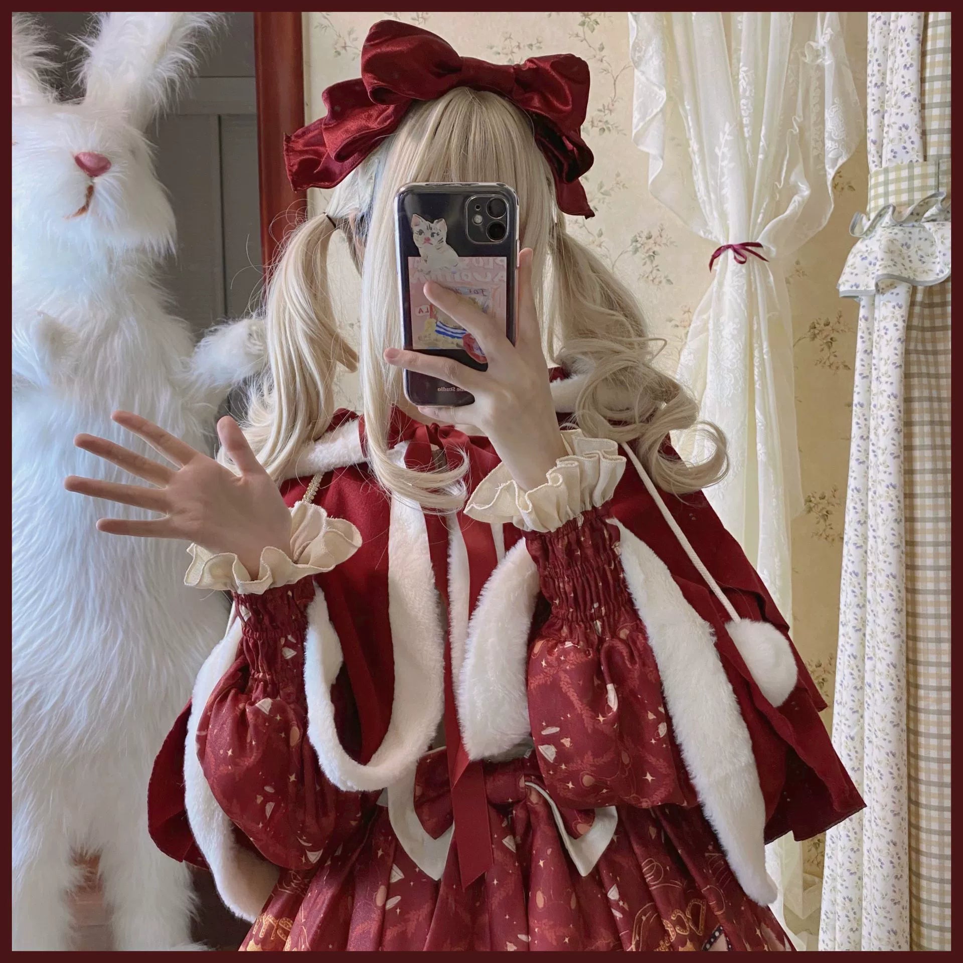 Sweet Bear Gift House - Sweet Lolita Suit Christmas Lolita OP and Cape - image 6