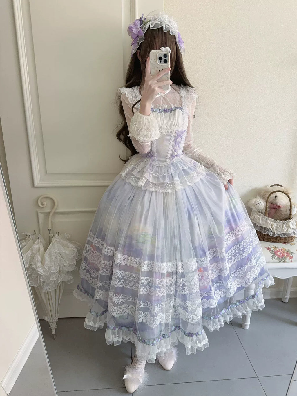 Foggy Vineyard - Fishbone Classic Lolita Bodice, Maxi Skirt - image 11