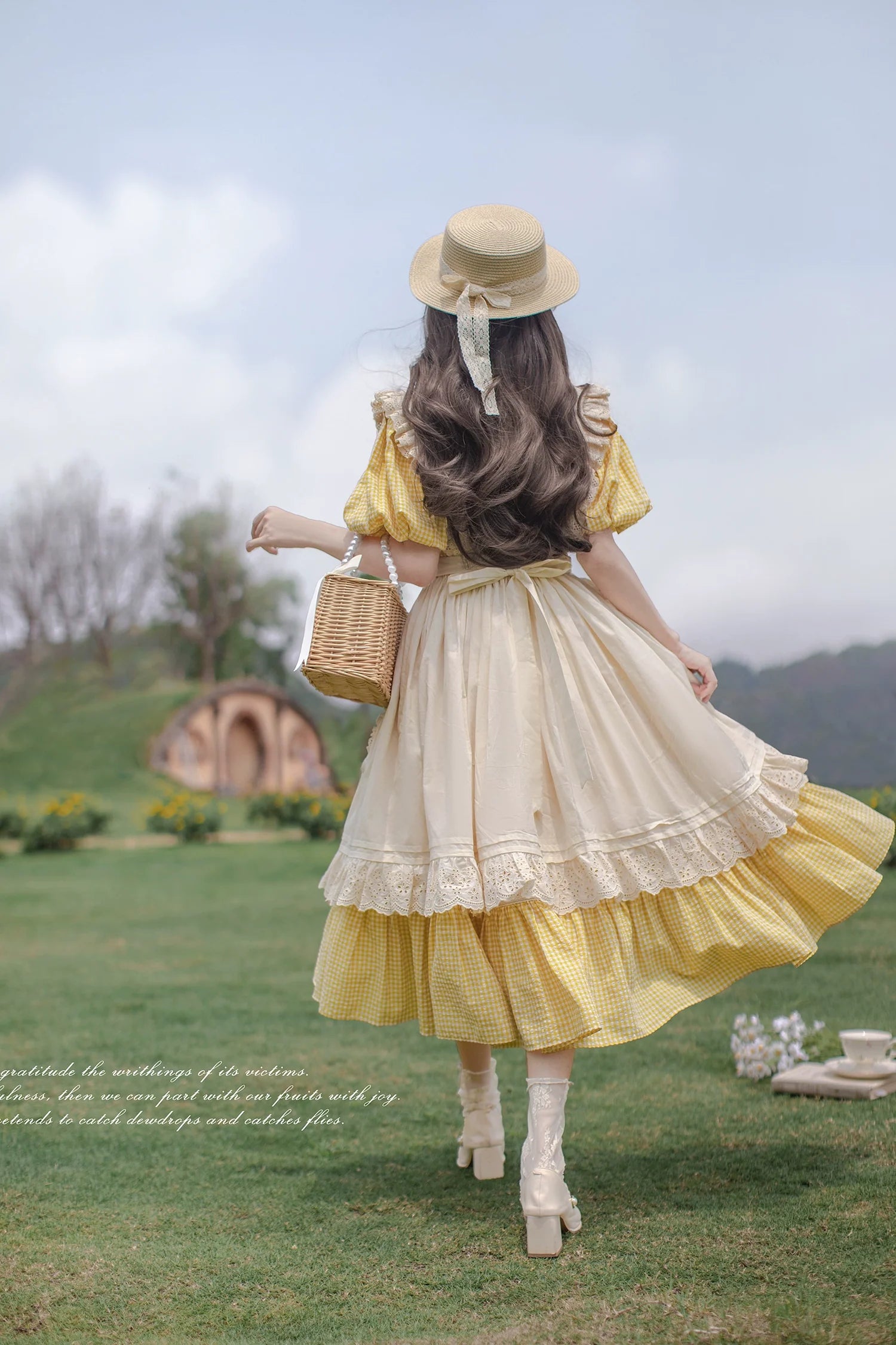 Belle - Yellow Lolita OP Dress Set with Apron - image 9